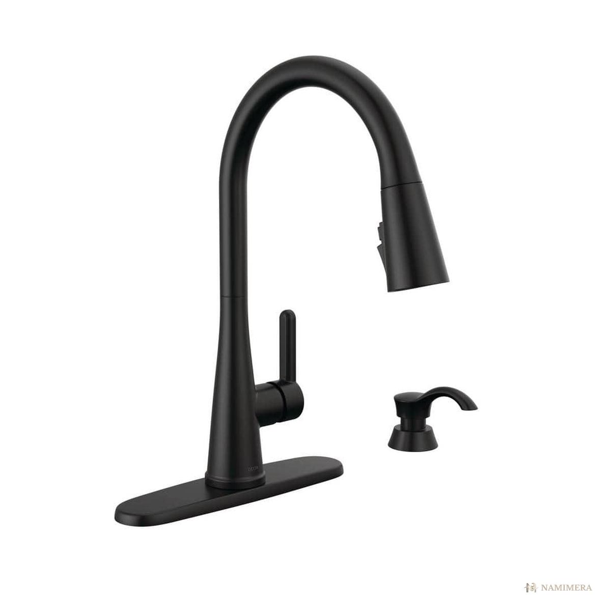 Namimera Pull-Down Kitchen Faucet with Splash-Guard Spray, 1.8 GPM, Polished Chrome - mb finish