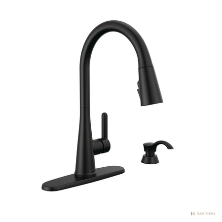 Namimera Pull-Down Kitchen Faucet with Splash-Guard Spray, 1.8 GPM, Polished Chrome - mb finish