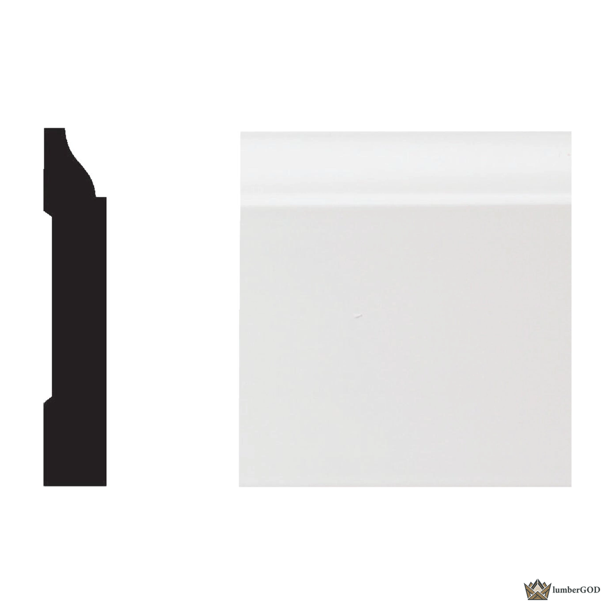 Lumber God Colonial Baseboard, 3-1/4 in - profile view