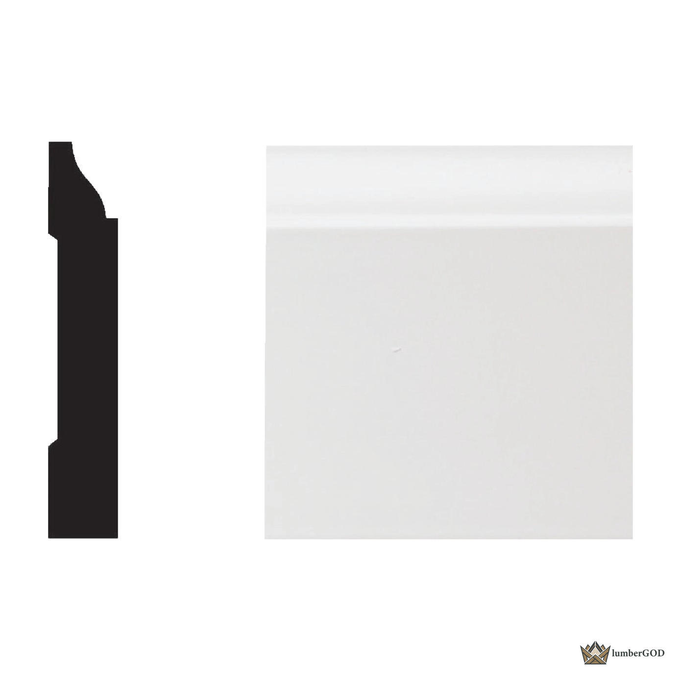 Lumber God Colonial Baseboard, 3-1/4 in - profile view