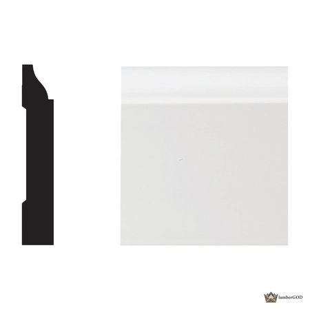 Lumber God Colonial Baseboard, 3-1/4 in - profile view