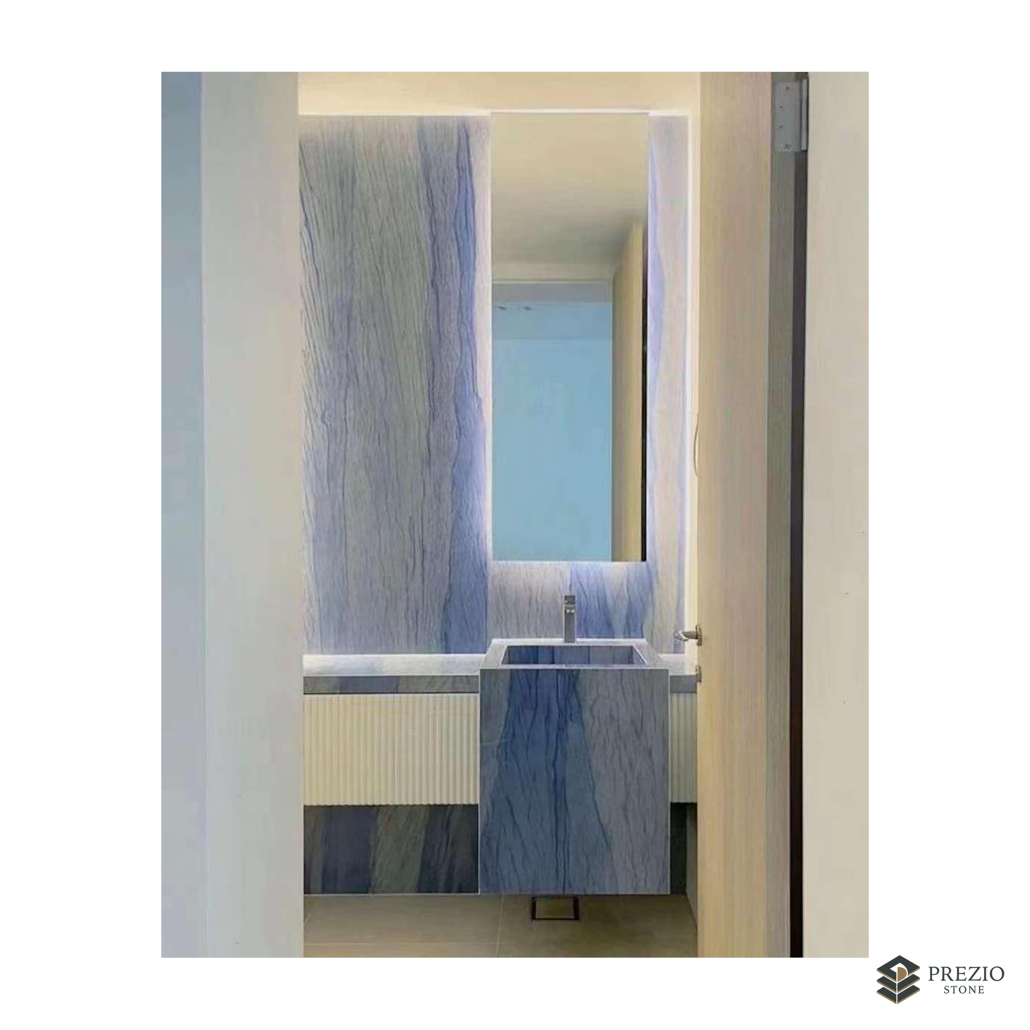 Prezio Stone Azul Macaubas Quartzite Slab Program - installed application