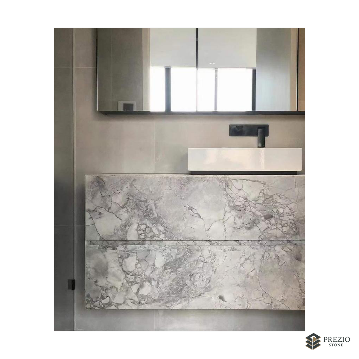 Prezio Stone Super White Quartzite Slab Program - installed application