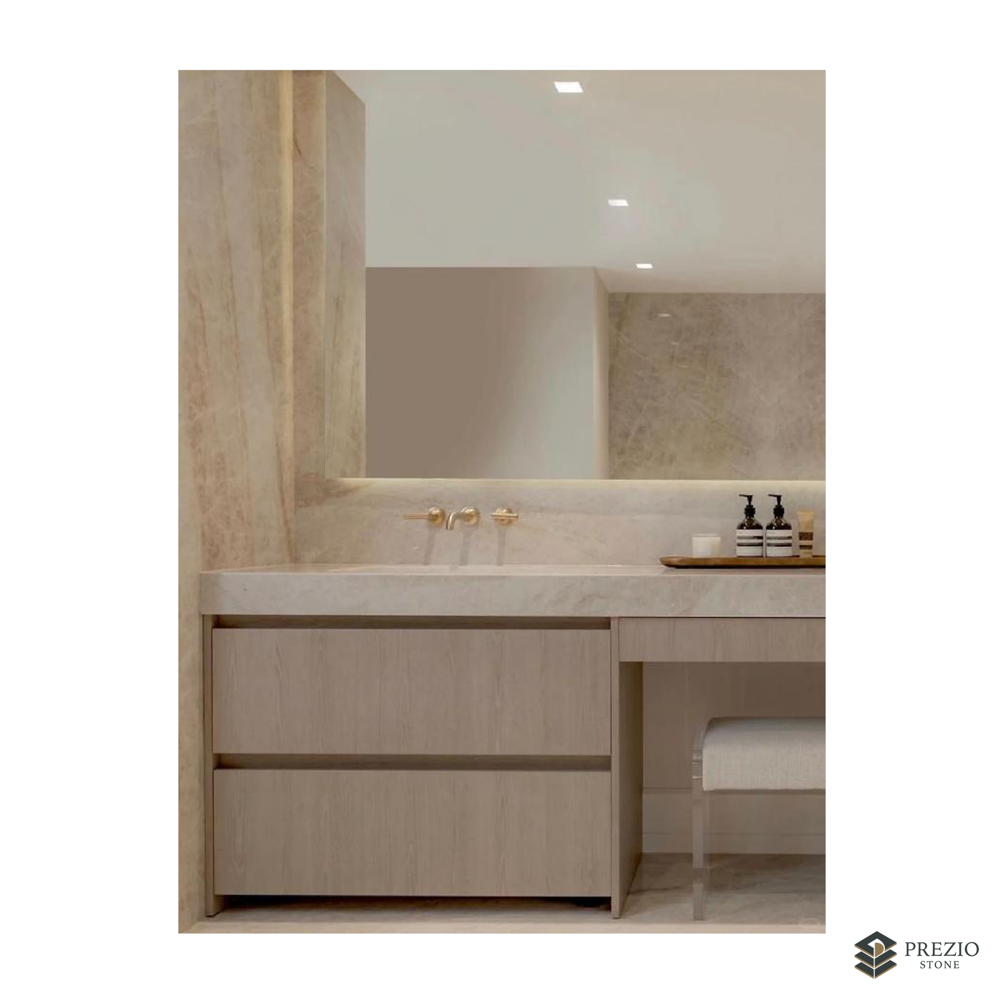 Prezio Stone Taj Mahal Quartzite Slab Program - installed application