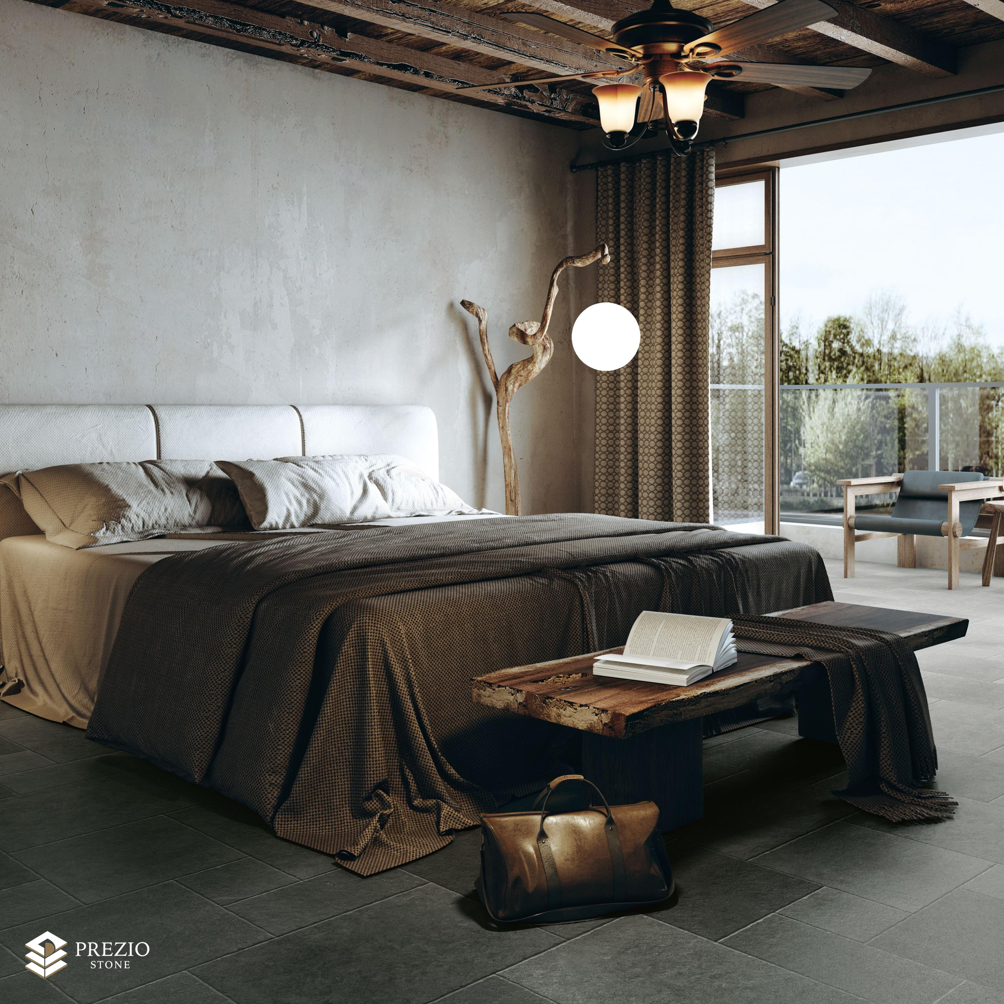 Prezio Stone Louvre Grey Limestone Look Porcelain Tile, Modular Set - installed application