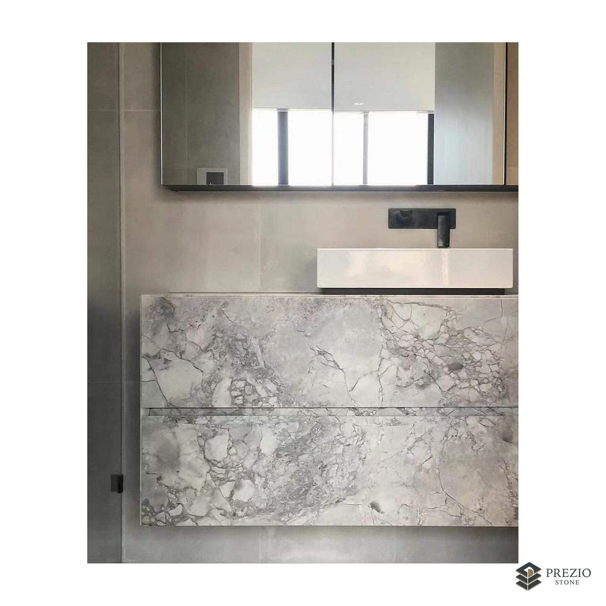 Prezio Stone Super White Quartzite Slab Program - installed application