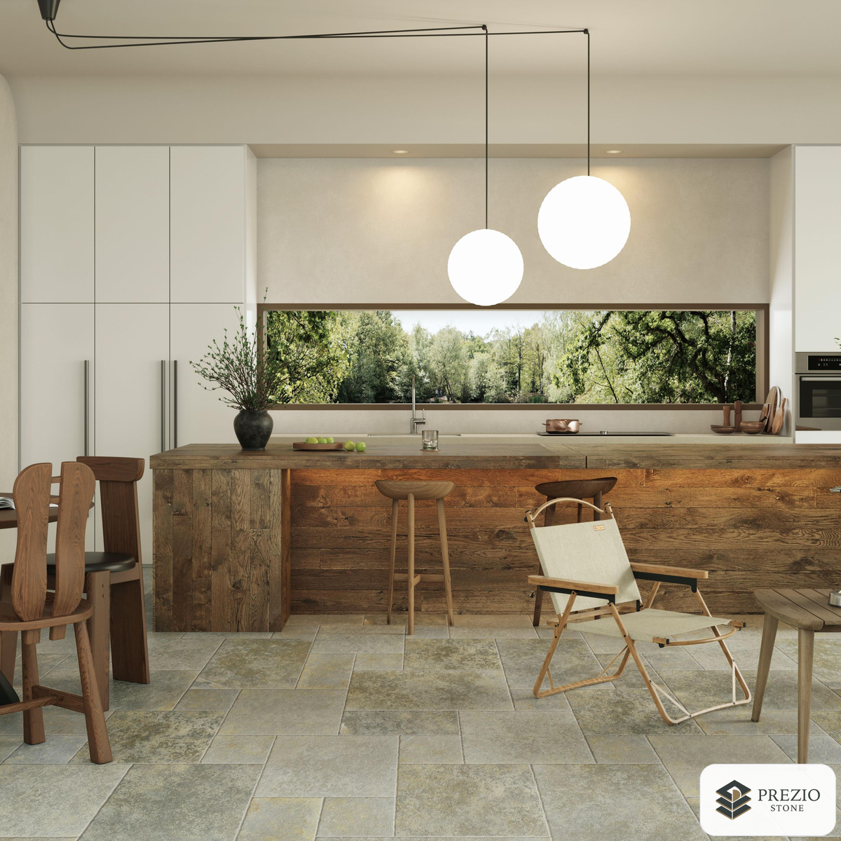 Prezio Stone Parisian Moments Limestone Look Porcelain Tile, Modular Set - installed application