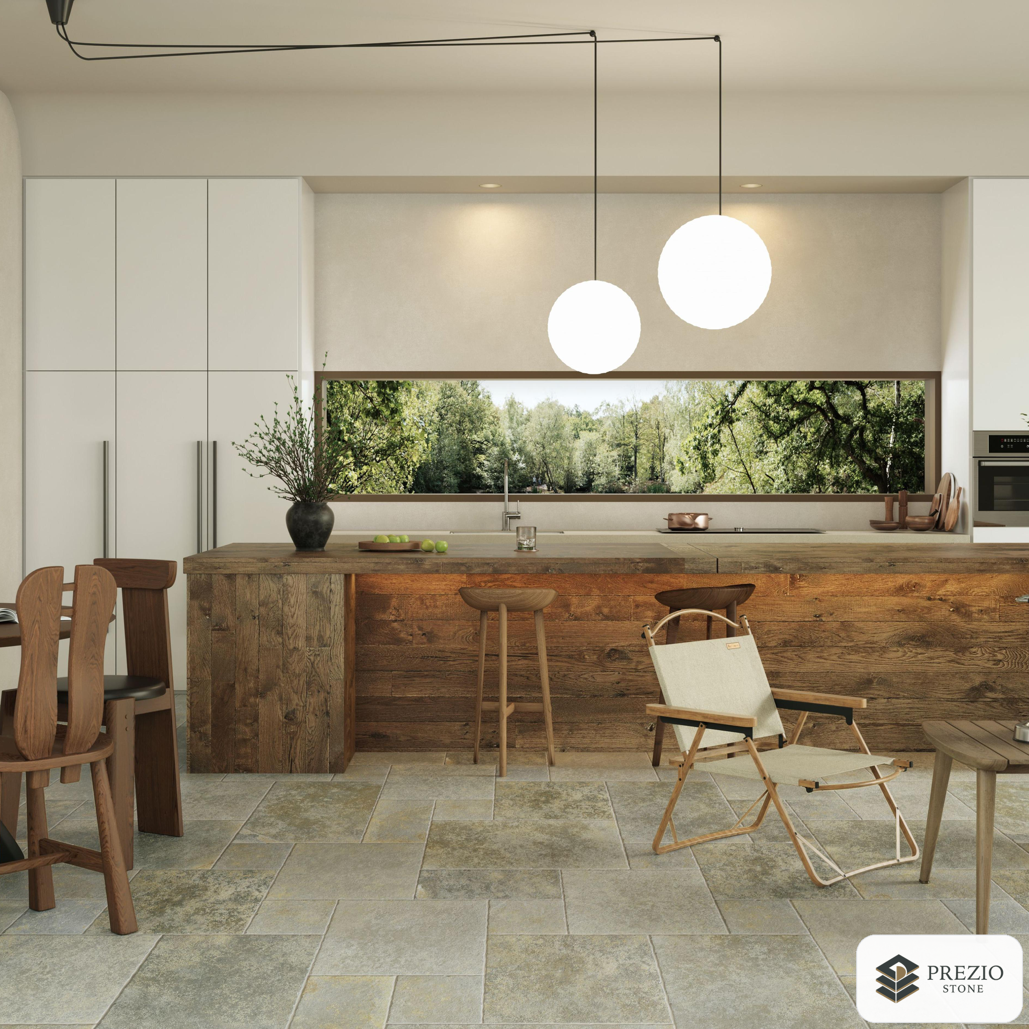 Prezio Stone Parisian Moments Limestone Look Porcelain Tile, Modular Set - installed application