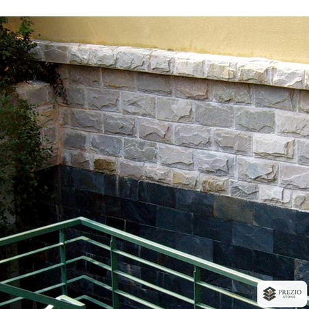 Prezio Stone Cobblecrest Mushroom Stone Wall Brick - installed application