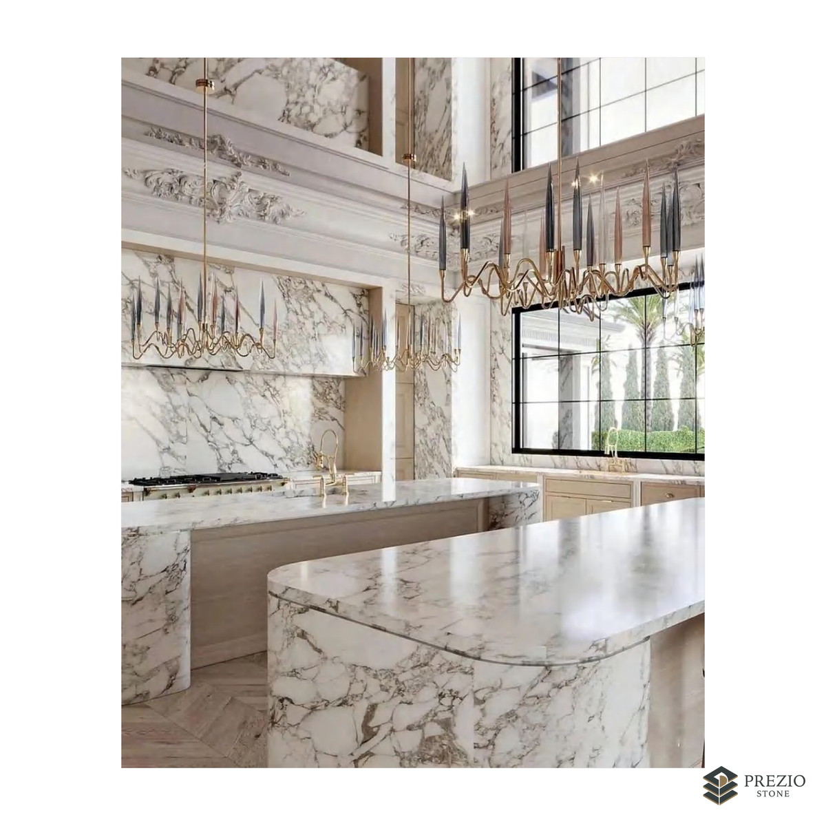 Prezio Stone Calacatta Gold Marble Slab Program - installed application