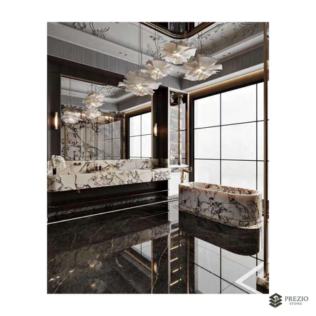 Prezio Stone Calacatta Viola Marble Slab Program - installed application