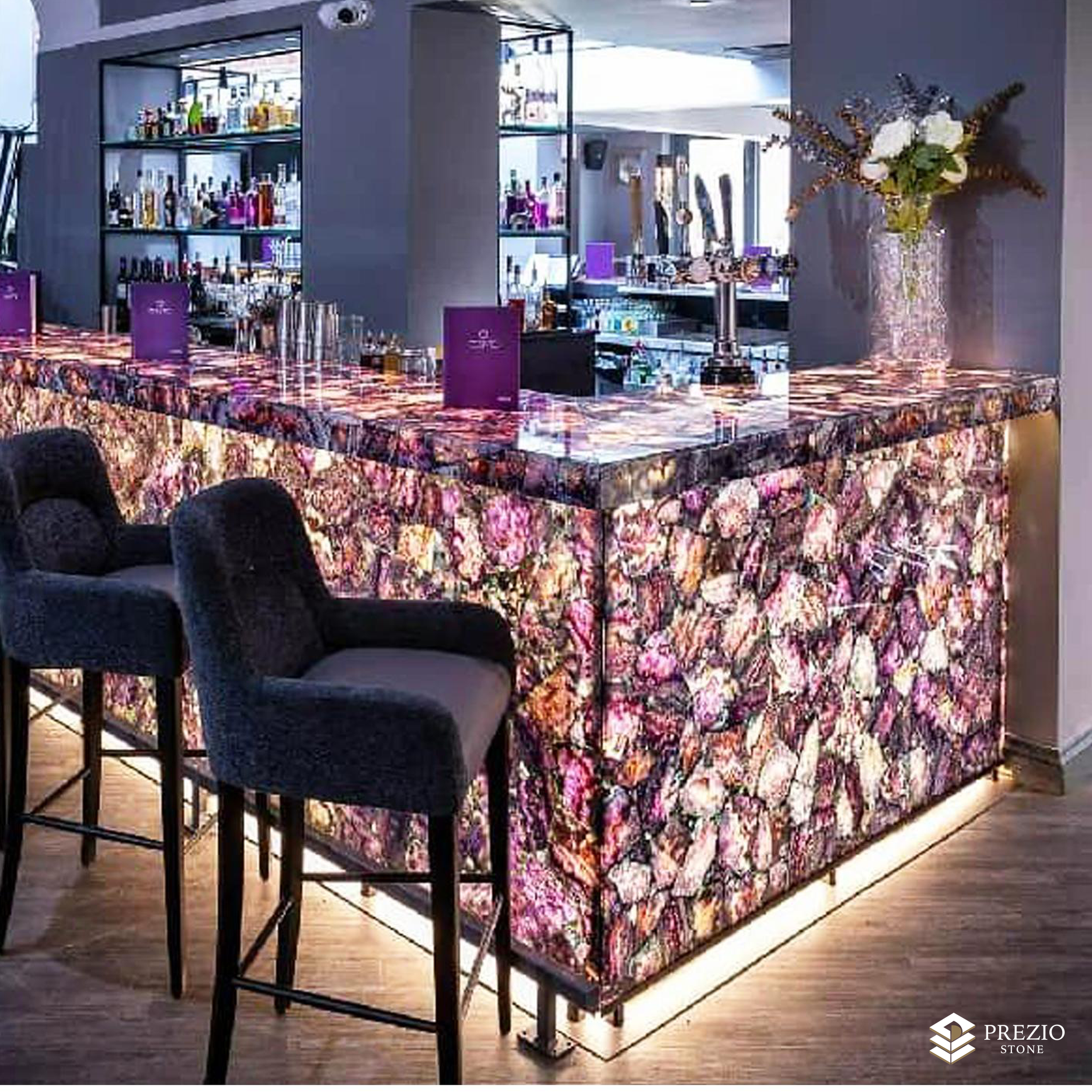 Prezio Stone Translucent Semi-Precious Slab Program - installed application