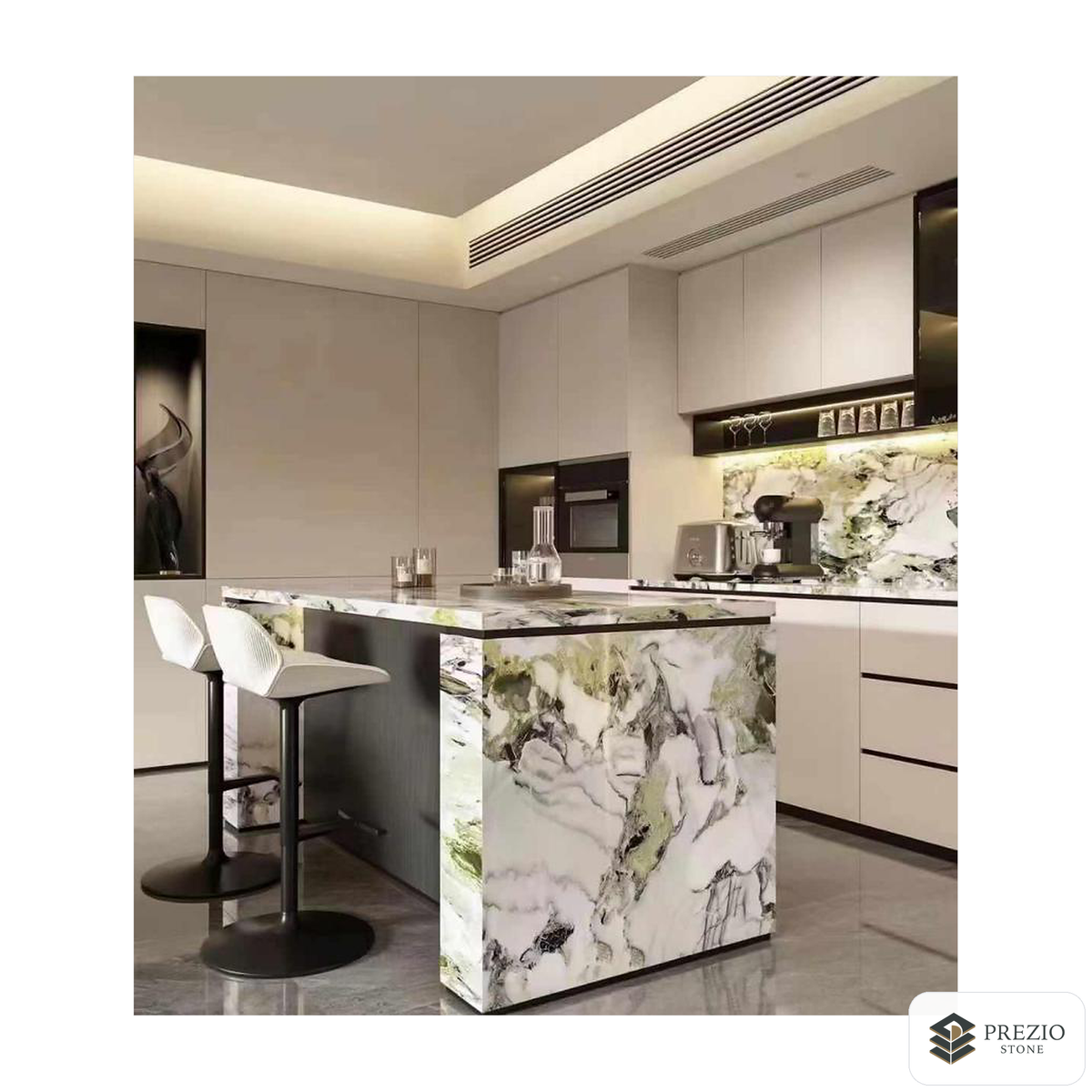 Prezio Stone Custom Countertop Fabrication Program - installed application