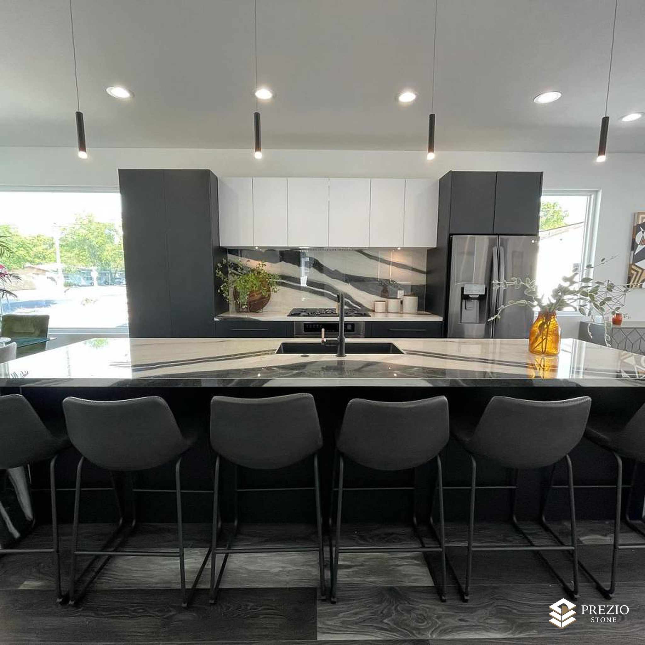 Prezio Stone Panda White Marble Slab Program - installed application