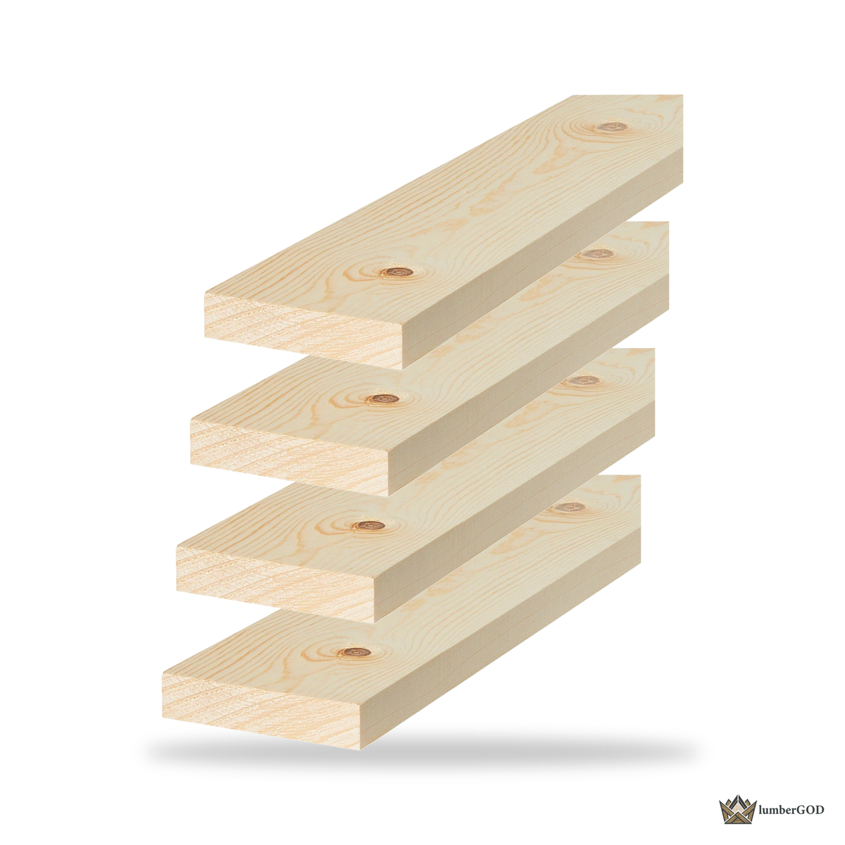 Lumber God 1x4 SYP No. 2 Board, Kiln Dried, 8 ft - stacked unit view