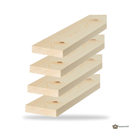 Lumber God 1x4 SYP No. 2 Board, Kiln Dried, 8 ft - stacked unit view