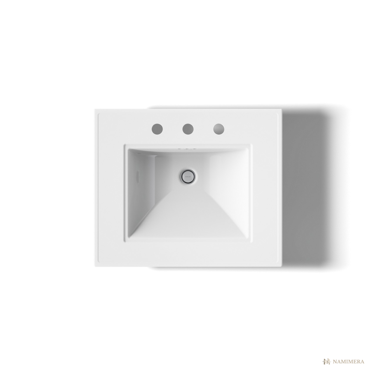 Namimera 25 in. Rectangular Fireclay Pedestal Bathroom Sink Combo, 8 in. Widespread, White - product view