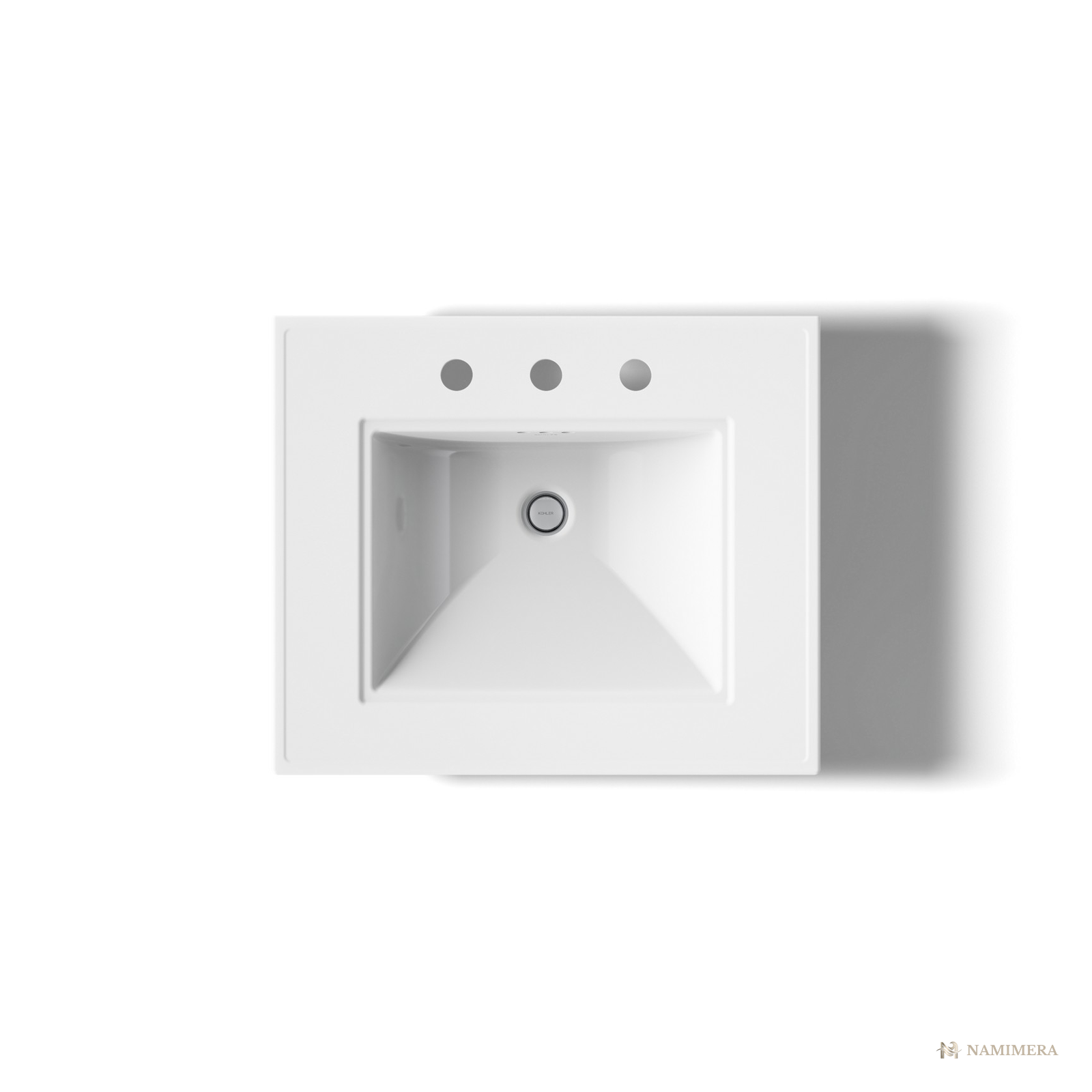 Namimera 25 in. Rectangular Fireclay Pedestal Bathroom Sink Combo, 8 in. Widespread, White - product view
