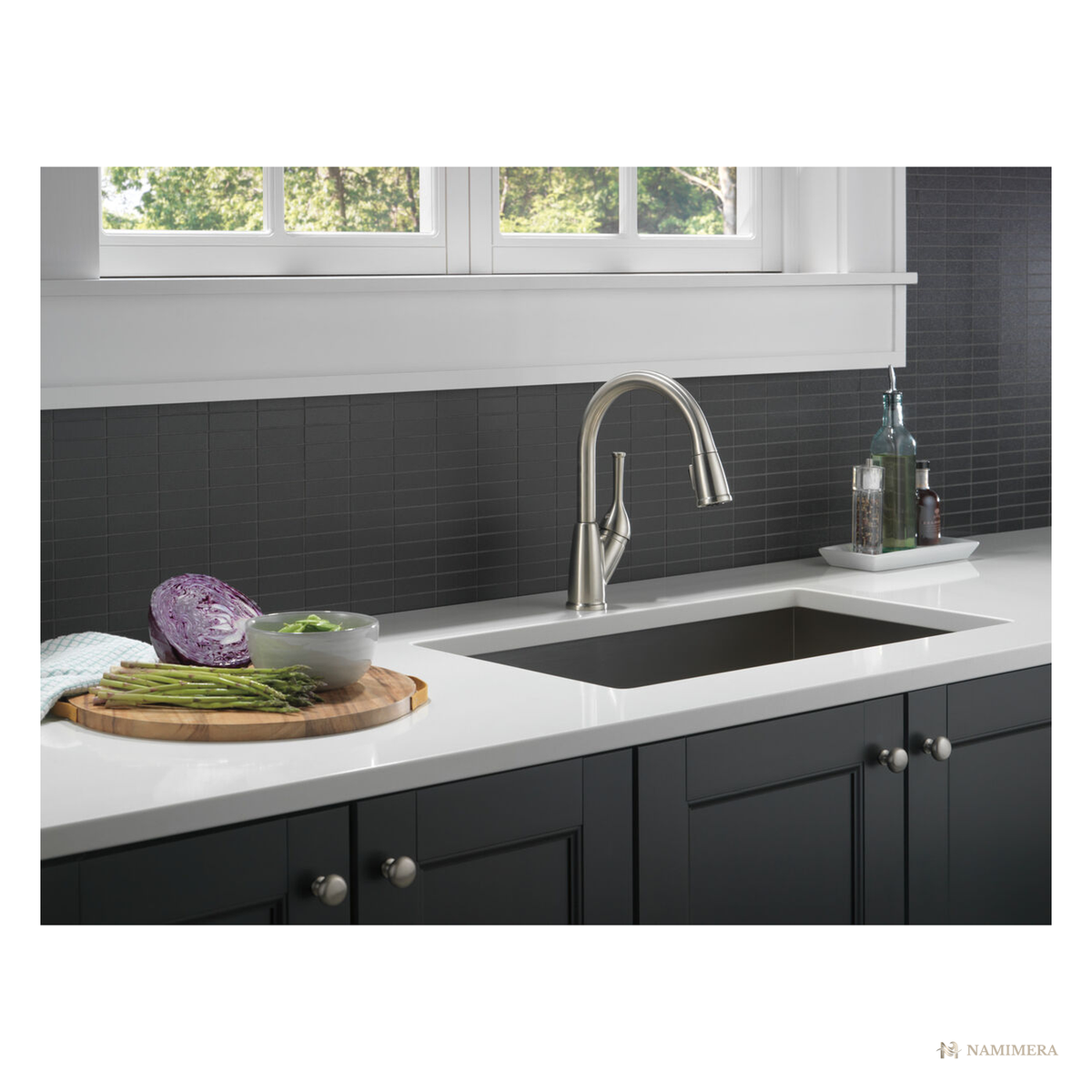 Namimera Pull-Down Kitchen Faucet with Magnetic Dock Sprayer, 1.8 GPM, Stainless Steel - alternate view