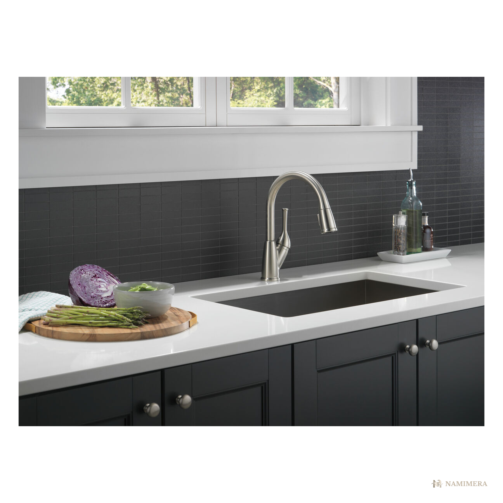 Namimera Pull-Down Kitchen Faucet with Magnetic Dock Sprayer, 1.8 GPM, Stainless Steel - alternate view