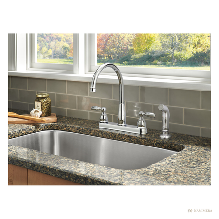 Namimera 2-Handle Standard Kitchen Faucet with Side Sprayer, 1.8 GPM, Chrome - alternate view