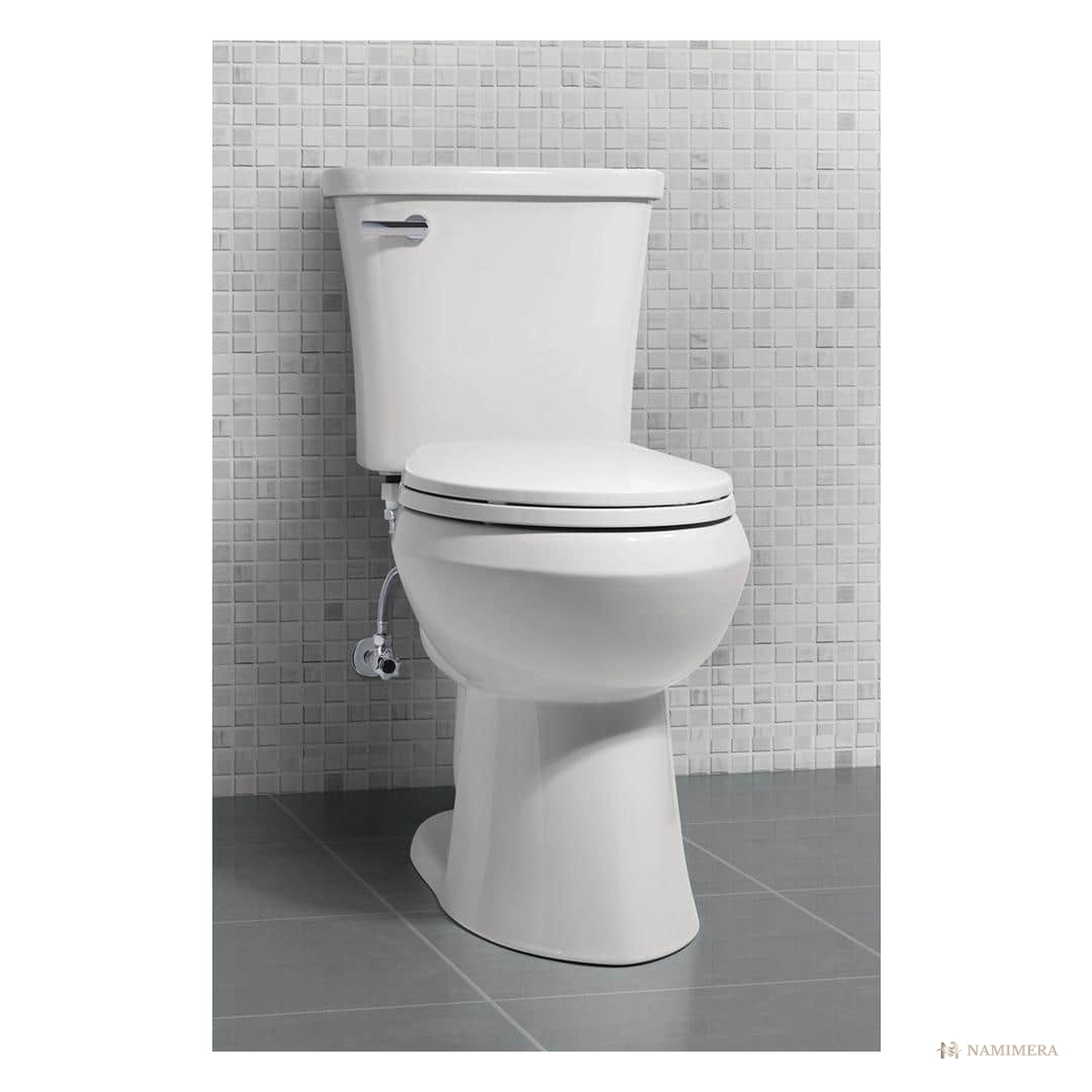 Namimera Vacuum-Assist Two-Piece Elongated Toilet, 1.28 GPF, 12 in. Rough-In, White - installed view