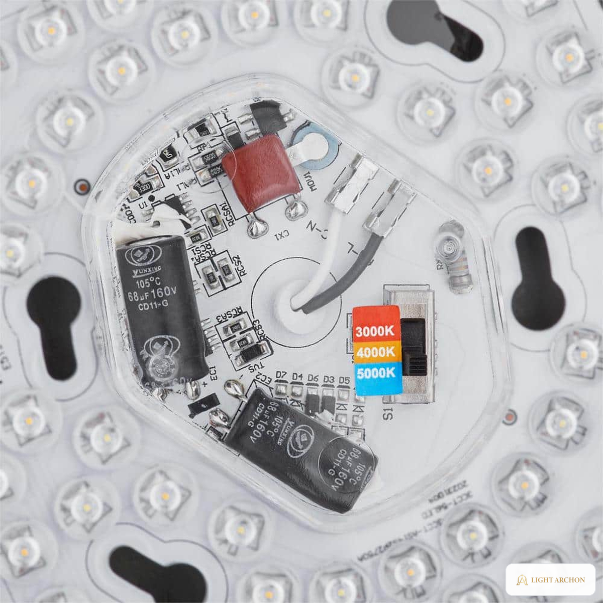 Light Archon Calder 12 in. Selectable CCT LED Flush Mount with Frosted Diffuser - installed view