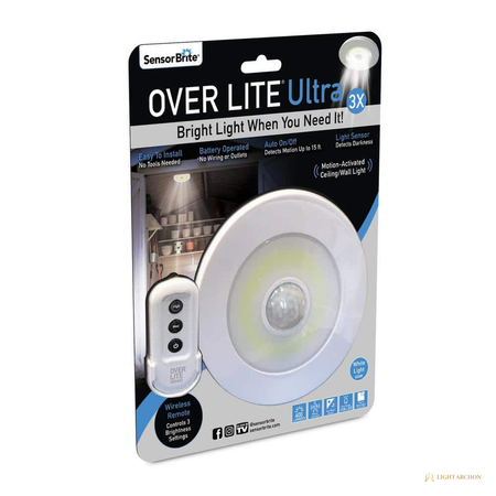 Light Archon Sentry Motion Activated LED Overhead Puck Light with Remote - installed view