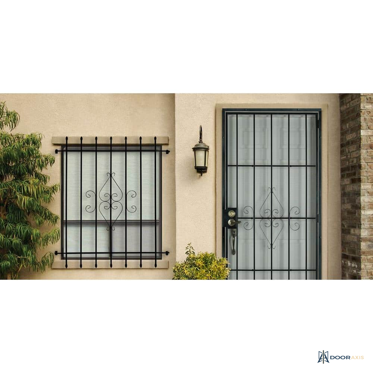 Door Axis 36 in x 80 in Steel Surface Mount Security Screen Door with Expanded Metal Screen - installed view