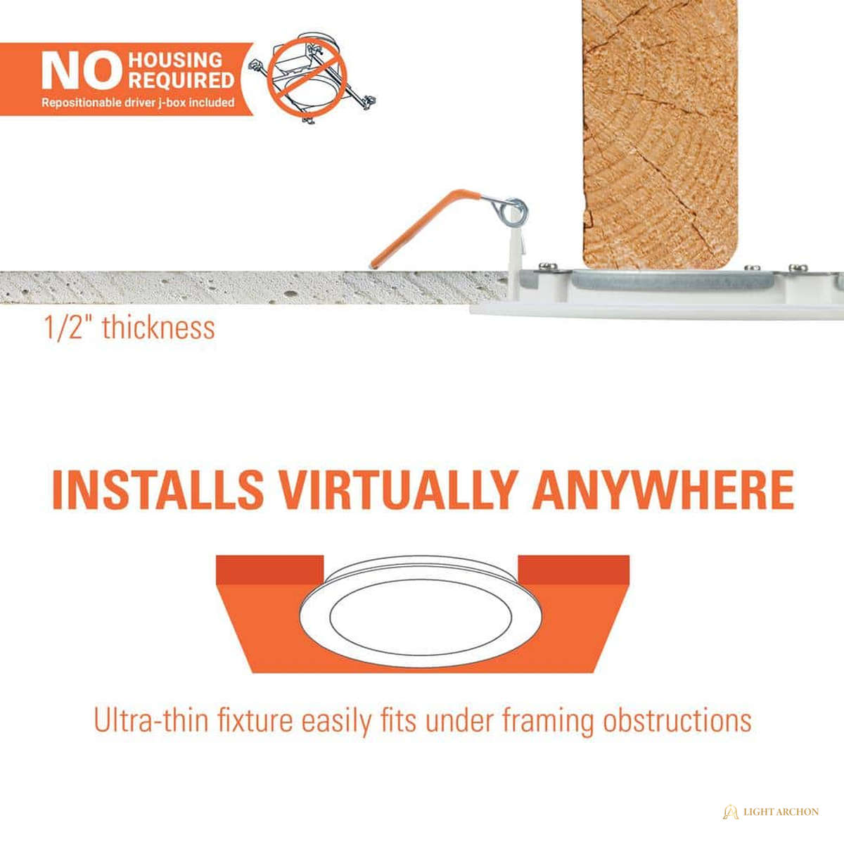 Light Archon Nocta 6 in. Ultra-Slim Canless LED Recessed Downlight, Selectable CCT - installed view