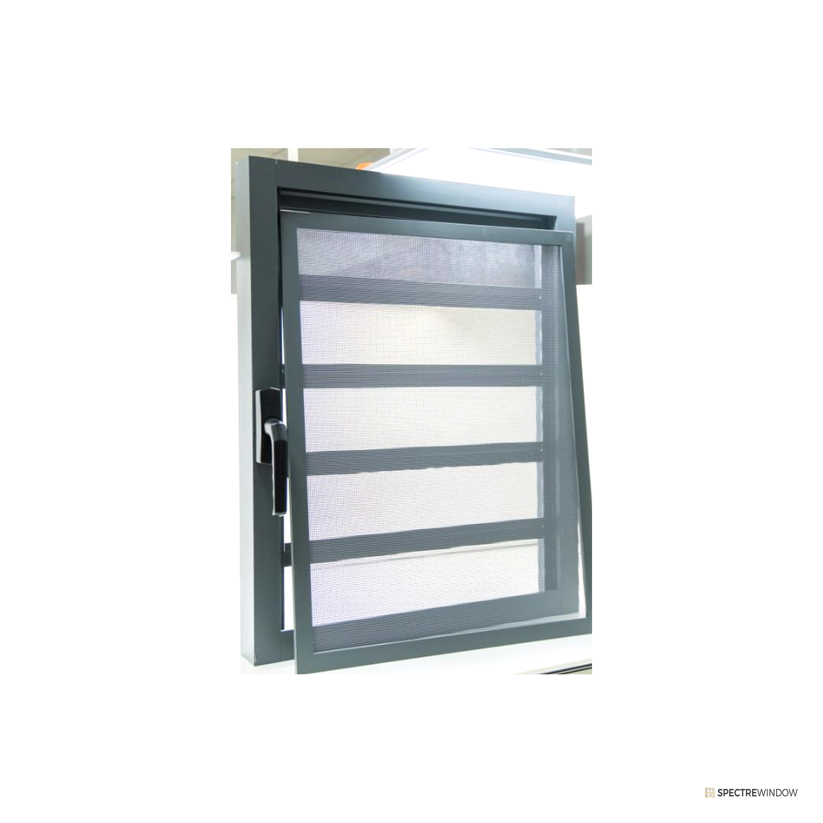 Spectre Window 70 Series Security Glass Louver Window with Guard Bars - installed view