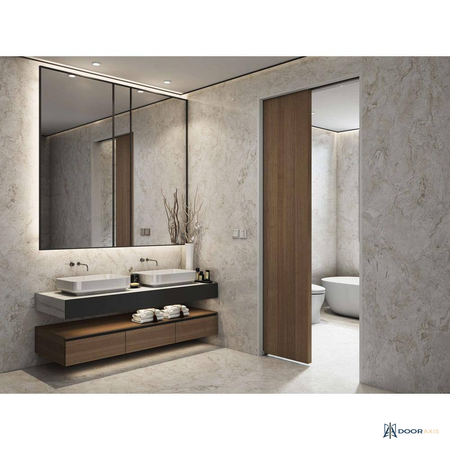 Door Axis Soft Close Aluminum Track Pocket Door Frame Kit, 24 to 36 in Doors up to 84 in - installed view