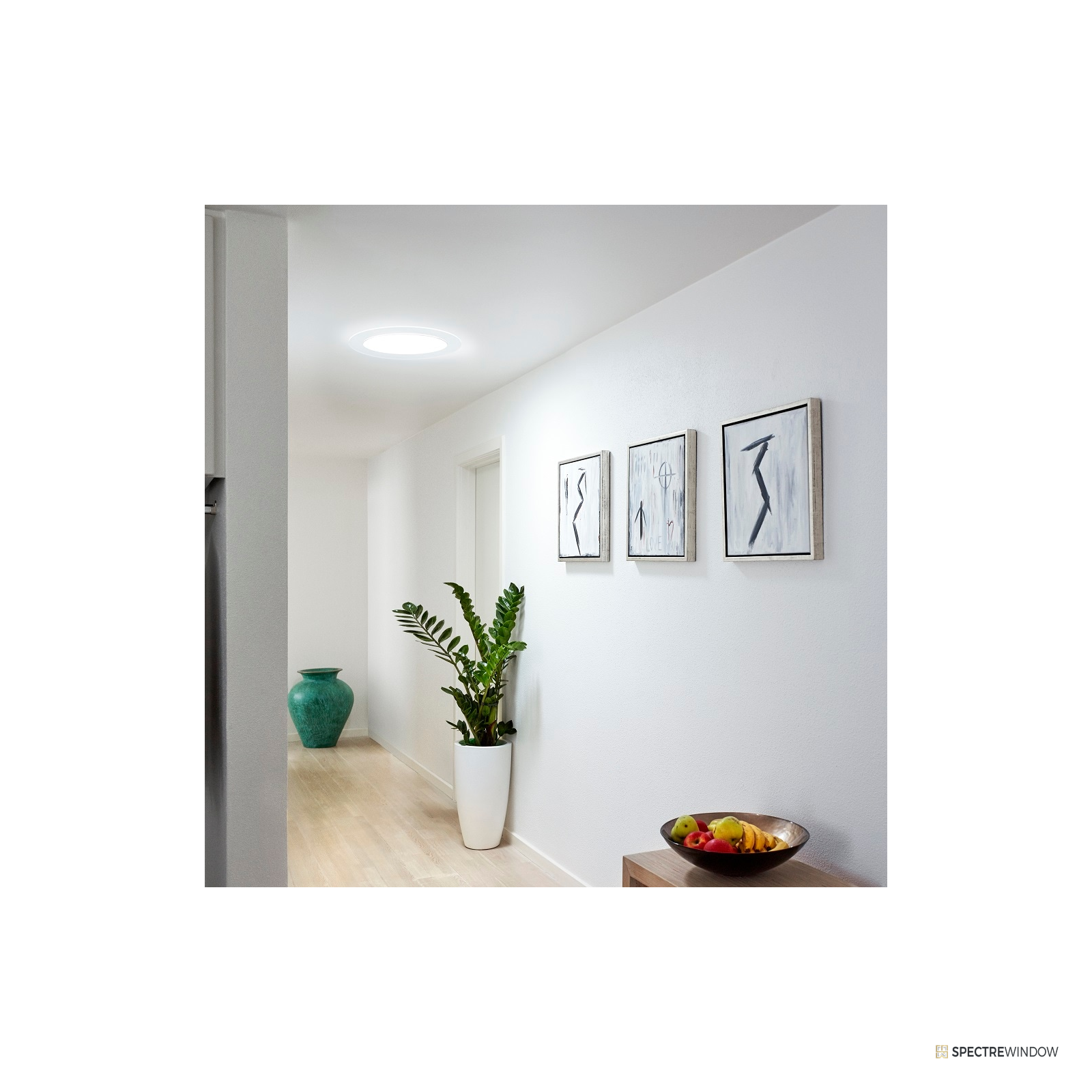 Spectre Window 10 in. x 48 in. Rigid Tubular Skylight with Acrylic Dome and Integrated Flashing - installed view