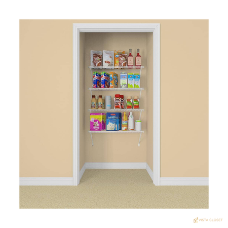 Vista Closet 5 ft to 8 ft White Ventilated Wire Closet Kit - installed view