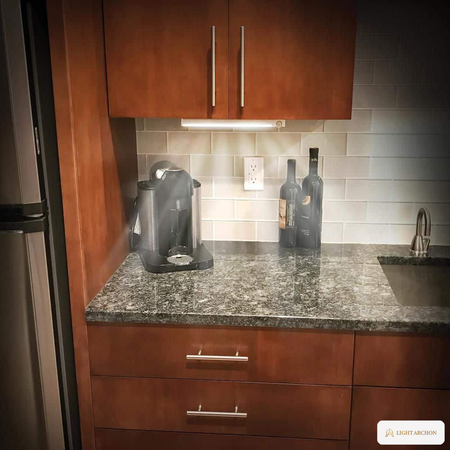 Light Archon Lucent Rechargeable LED Under Cabinet Light Set with Charging Base and Remote, 2-Pack - installed view