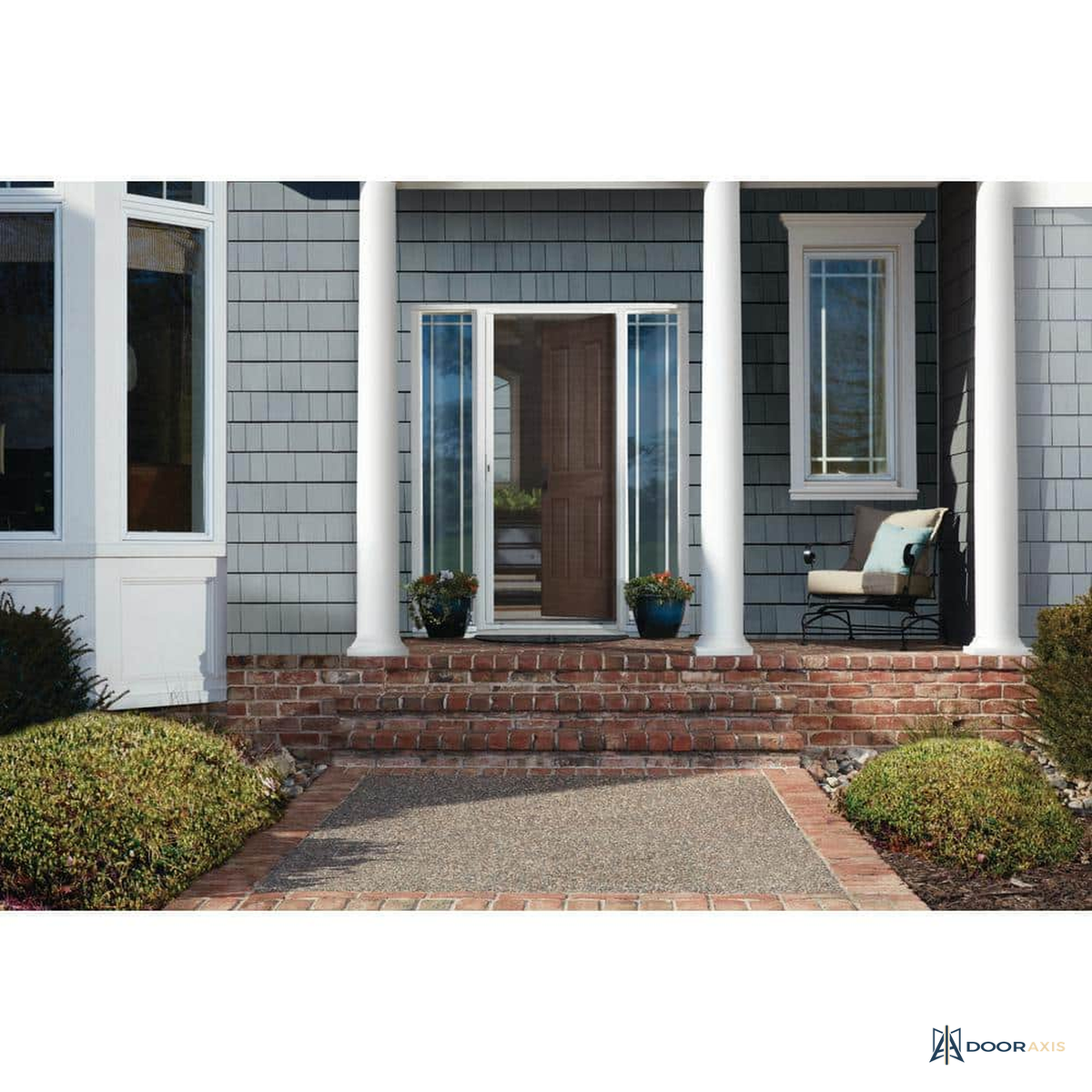 Door Axis 36 in x 80 in Aluminum Retractable Entry Screen Door, Universal Handed - installed view