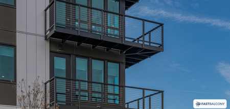 Fast Balcony Cable Railing Bolt-On Aluminum Balcony System - installed view