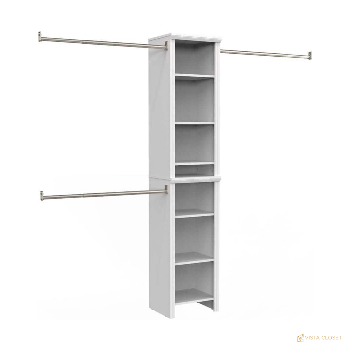 Vista Closet 60 in. to 120 in. W White Trimmed Wood Closet System Kit - installed view