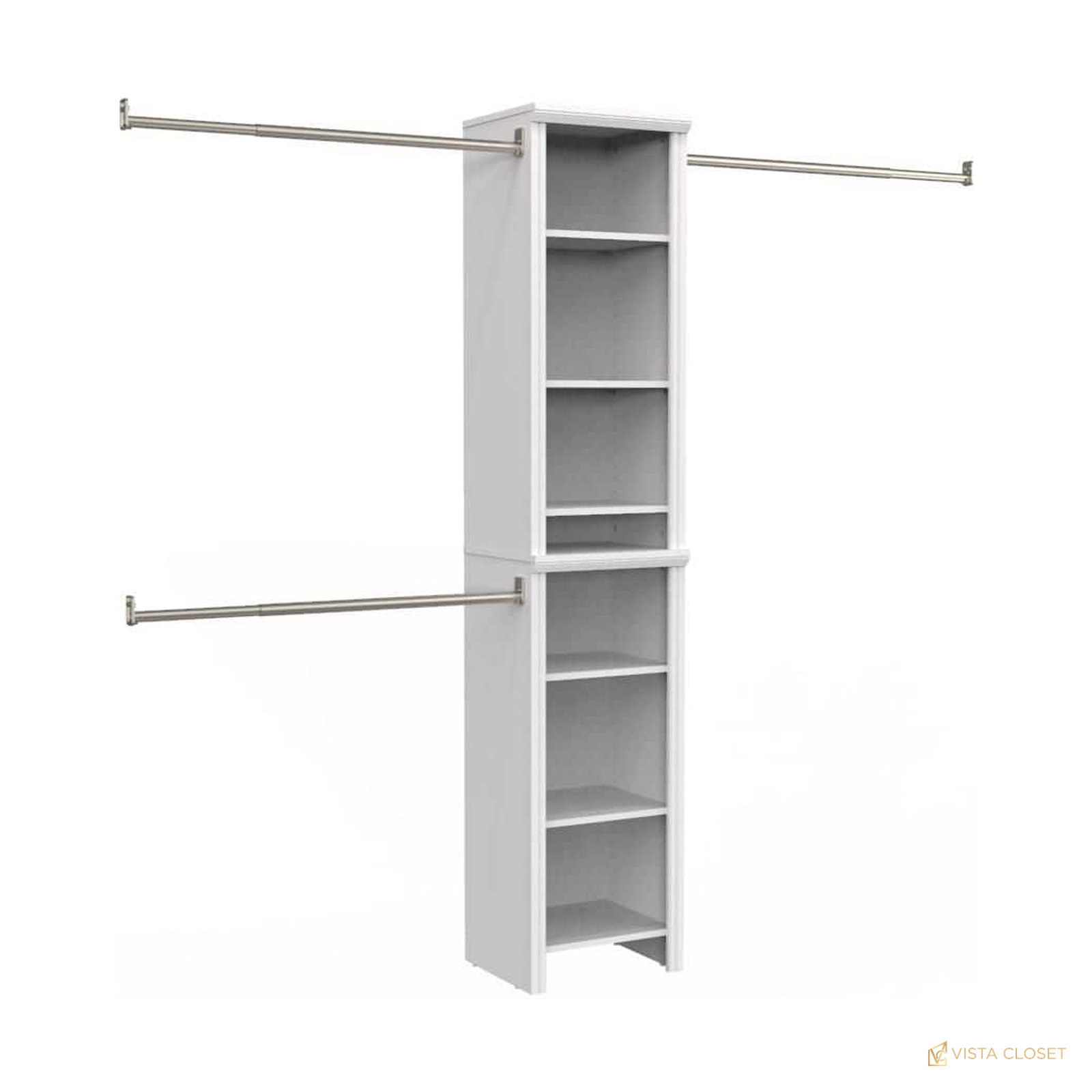 Vista Closet 60 in. to 120 in. W White Trimmed Wood Closet System Kit - installed view
