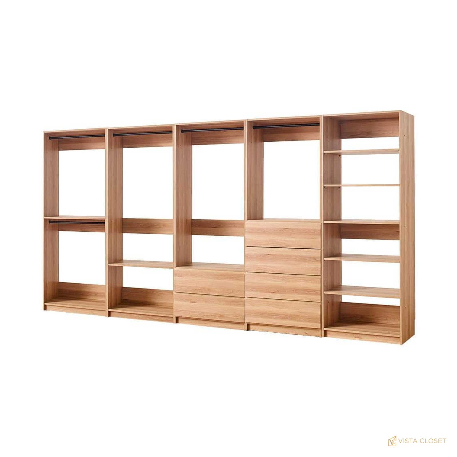 Vista Closet 32 in. W Oak Freestanding Modular Closet Tower System - installed view