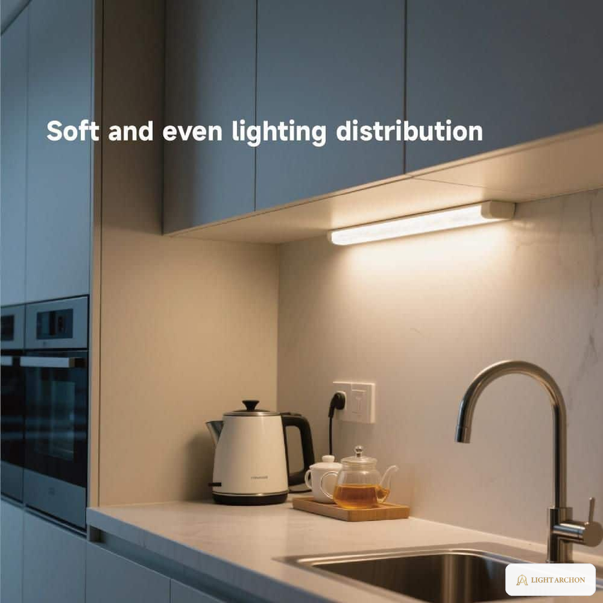 Light Archon Linea Direct Wire LED Under Cabinet Light, Selectable CCT, Linkable - installed view