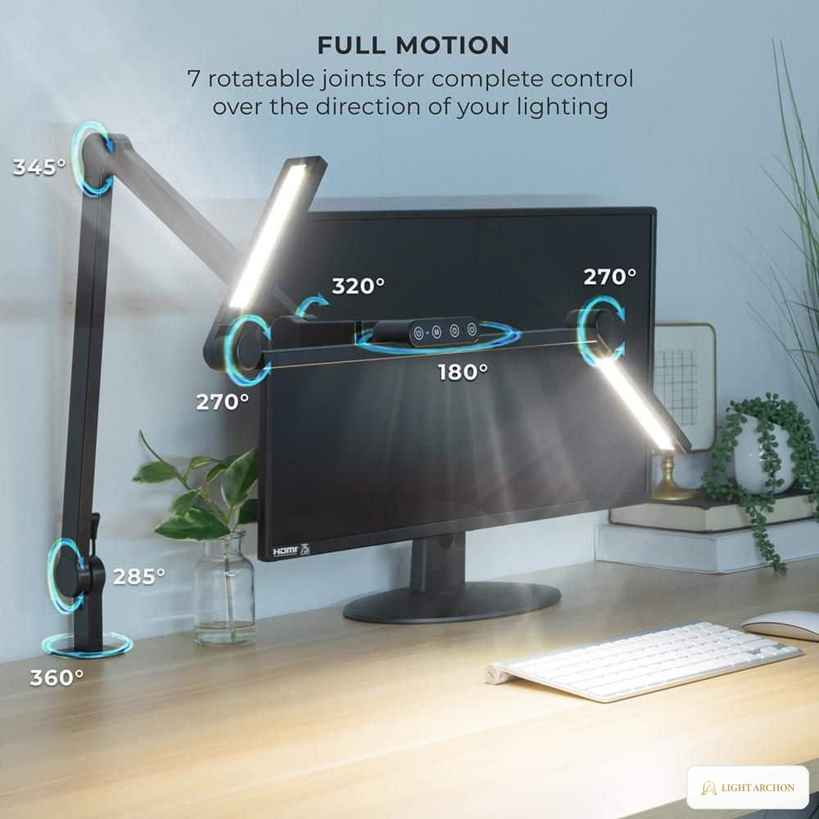Light Archon DraftPoint 29 in. LED Swing-Arm Desk Lamp, Black - installed view
