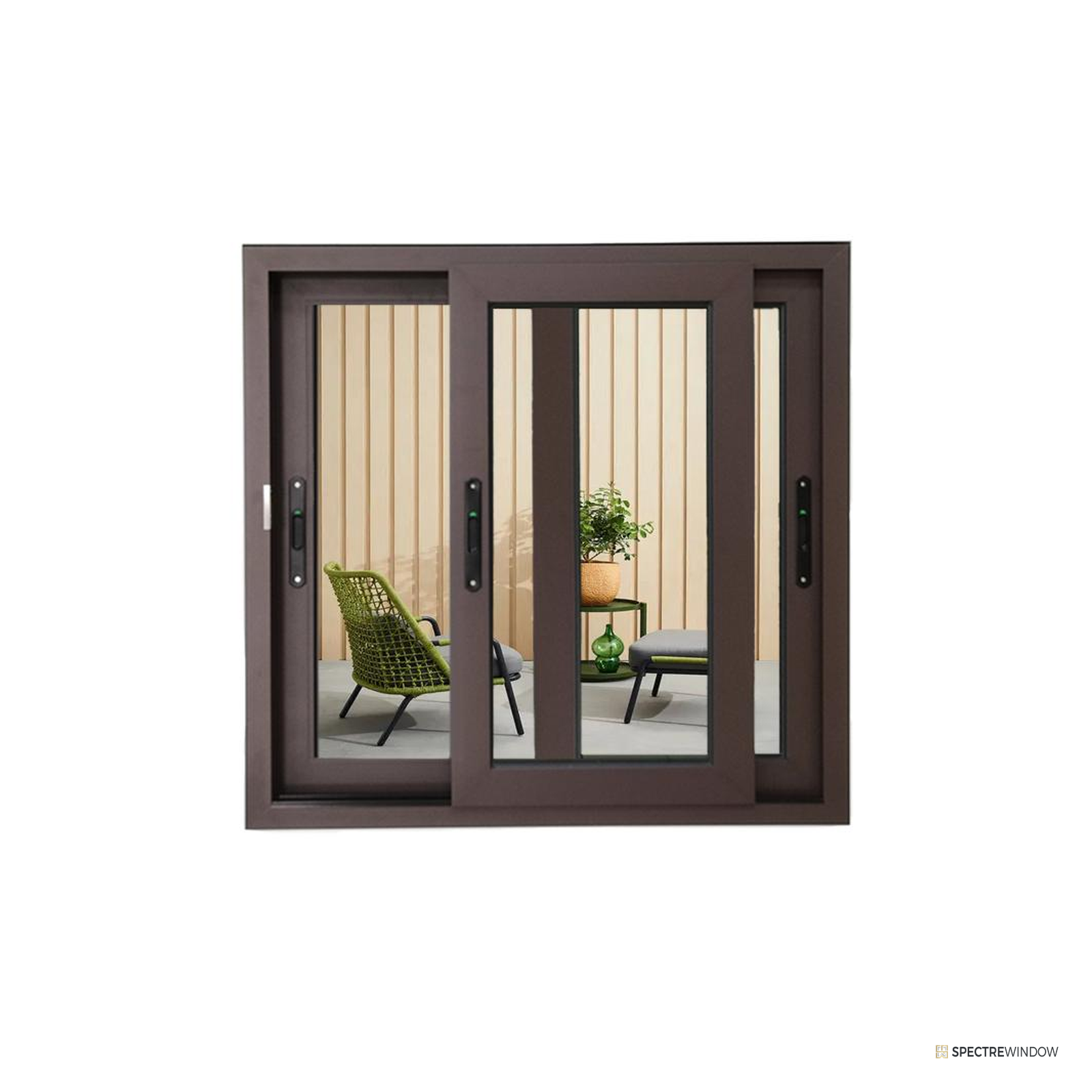 Spectre Window 85 Series Three Track Aluminum Sliding Window with Screen Track - installed view