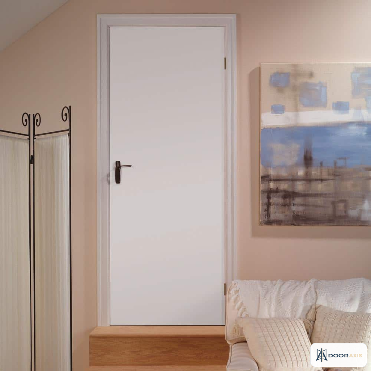 Door Axis 30 in x 80 in Flush Smooth Hollow Core Composite Interior Door Slab, Primed White - installed view