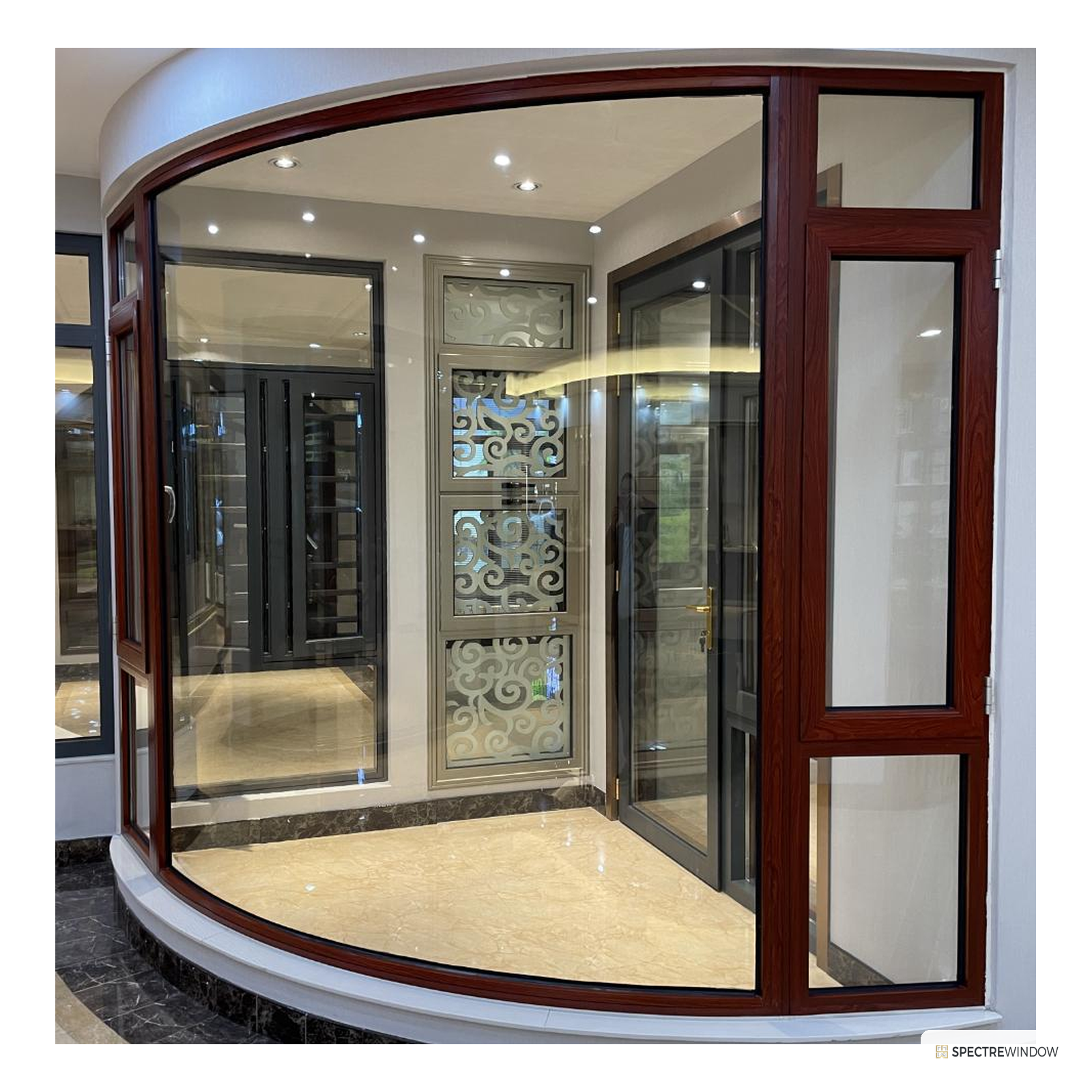 Spectre Window Arc Series Custom Round and Arched Aluminum Window Program - installed view