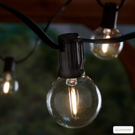 Light Archon Piazza 25 ft. G40 Round-Lamp LED Patio Light Strand, 25 Lamps - installed view