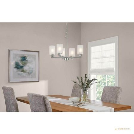 Light Archon Calyx 5-Light Chandelier with Frosted Cylinder Shades - installed view