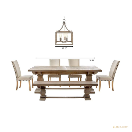 Light Archon Hartwell 14 in. 3-Light Open Frame Chandelier with Weathered Wood Accents - installed view