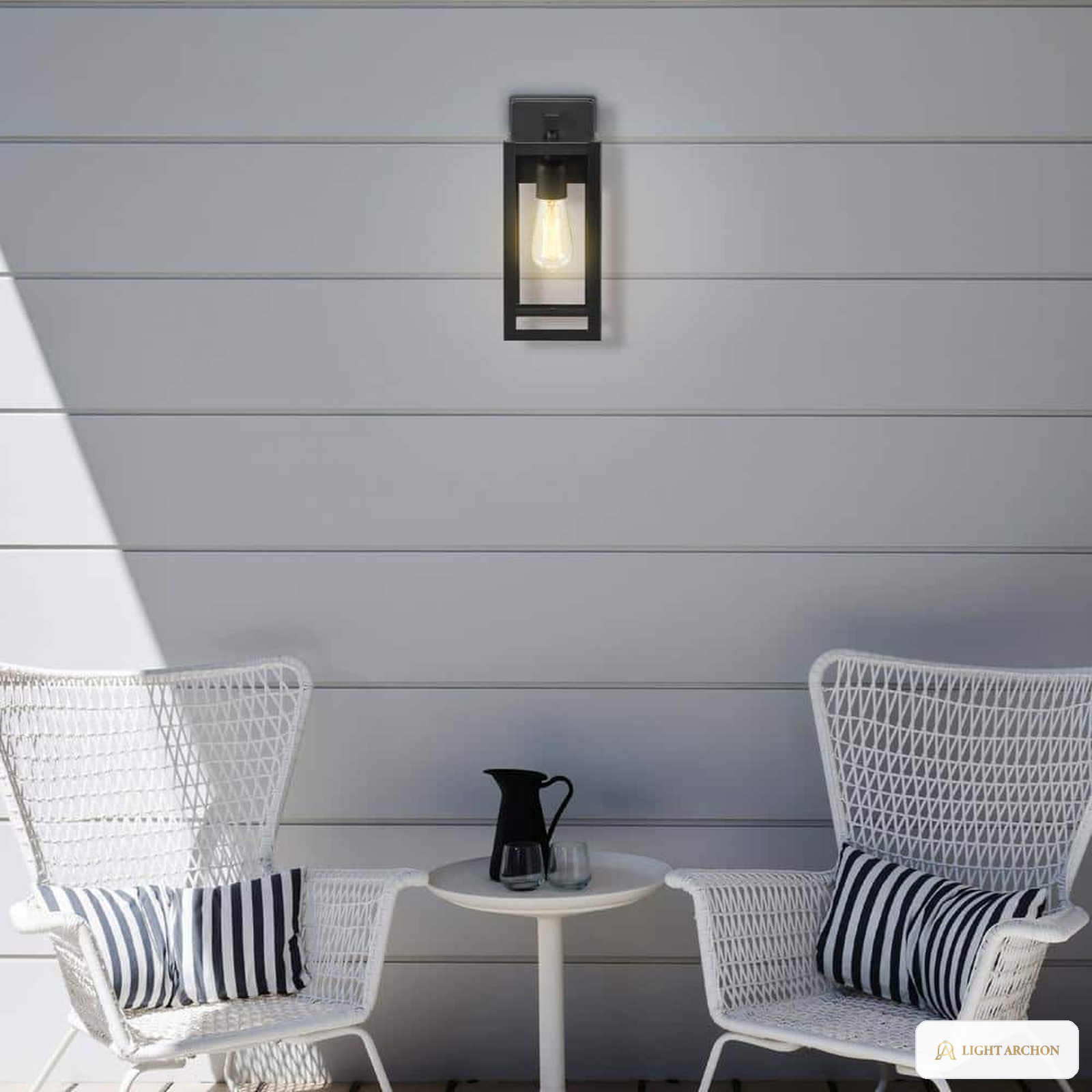 Light Archon Warden 12 in. Outdoor Wall Lantern, Matte Black - installed view