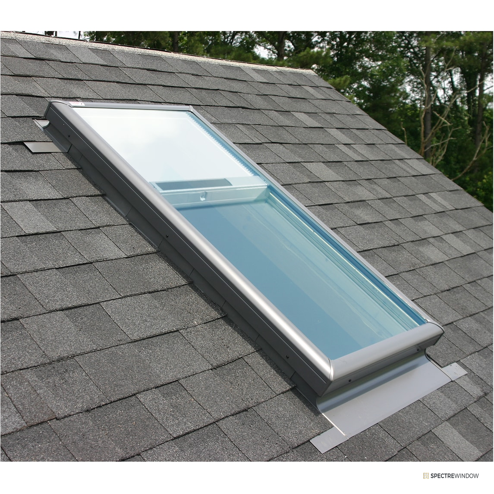 Spectre Window 22.5 in. x 46.5 in. Fixed Curb Mount Skylight with Laminated Low-E Glass and Solar Shade - installed view